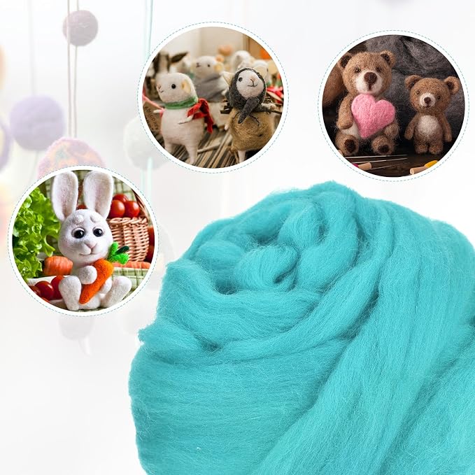 uxcell Needle Felting Wool, 3.5 Oz Nature Fibre Wool Yarn Roving - Image 4