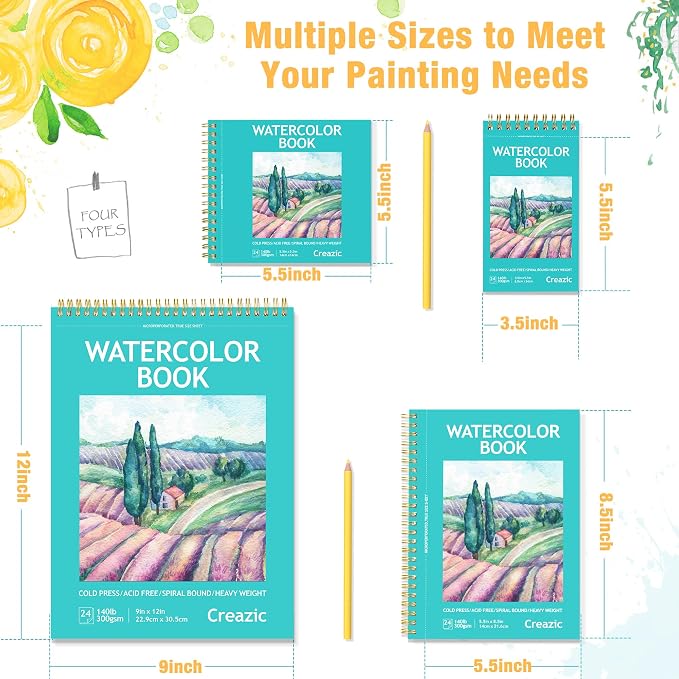 2-Pack Small Watercolor Sketchbook, 3.5" x5.5”, Spiral Bound - Image 8