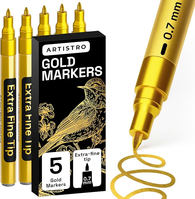 ARTISTRO 5 Gold Paint Pen for Rock, Painting by ARTISTRO
