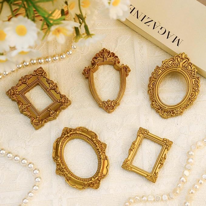 15 PCS Mini Vintage Frames, Tiny Resin Antique Frames, Small Gold picture photo - Image 4