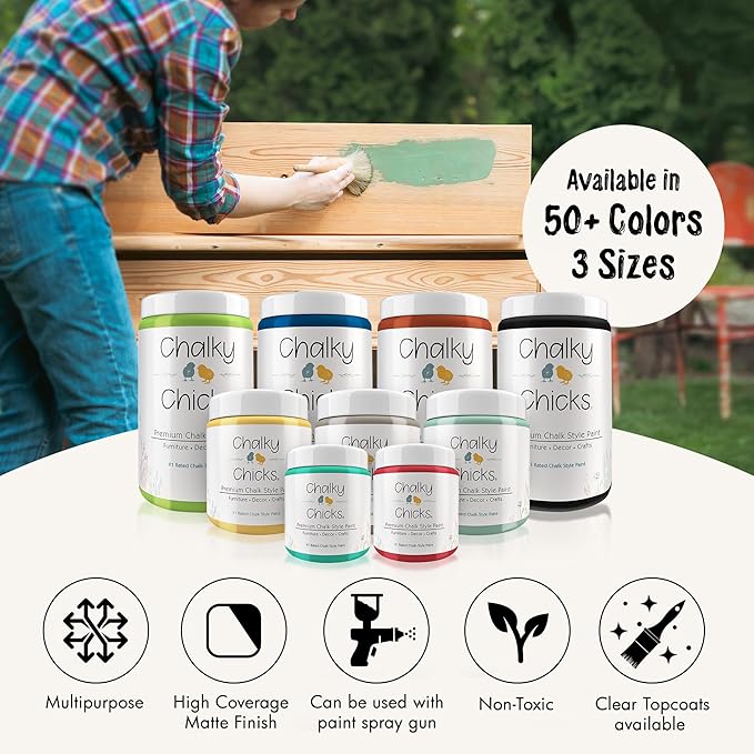 Chalky Chicks All-in-One Chalk Paint for Furniture or Cabinet - 16 Fl Oz - Matte Finish Old Lace (Off White) for Metal, Wood Furniture Paint - No Sanding All-in-One for Home Decor & Crafts, USA Made