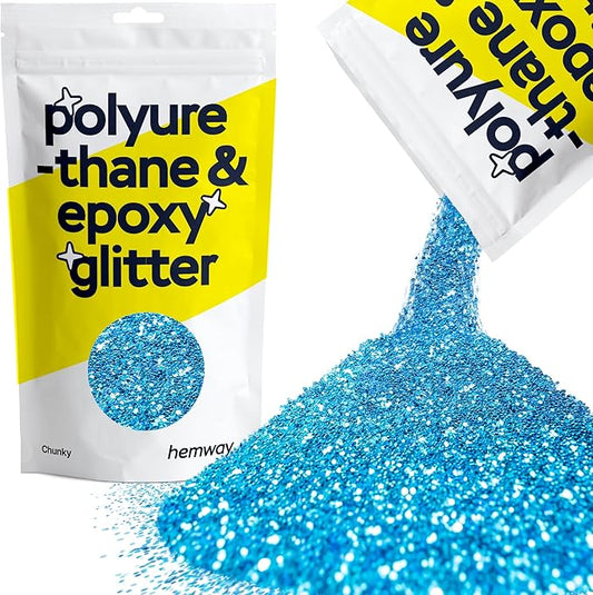 Hemway Polyurethane & Epoxy Resin Glitter 100g / 3.5oz Metallic Crystal Flake Additive for Flooring Jewelry Tumblers Glass Pigment - Chunky (1/40" 0.025" 0.6mm) - Ocean Blue