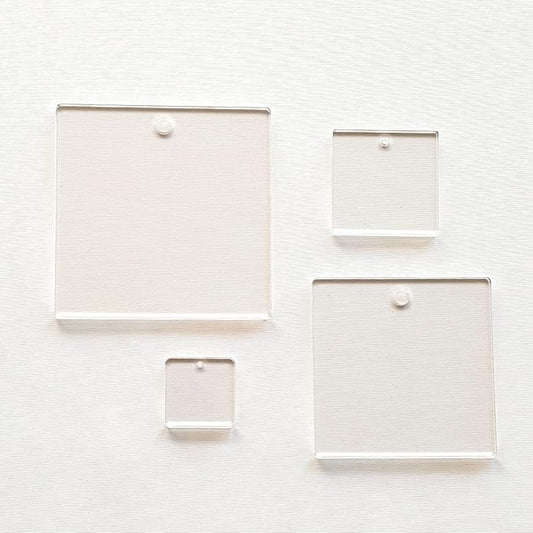 25 Acrylic Square Clear with Hole (Select Size) (1.5")