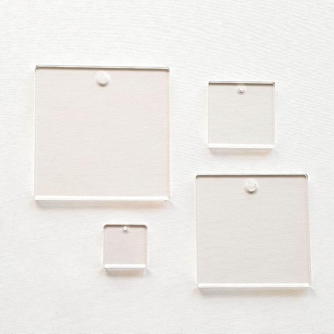25 Acrylic Square Clear with Hole (Select Size) (2.5")