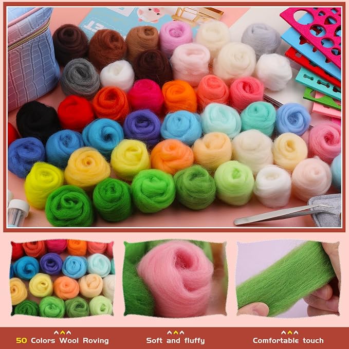 50 Colors Needle Felting Kit, Needle Felting Starter Kit - Image 2