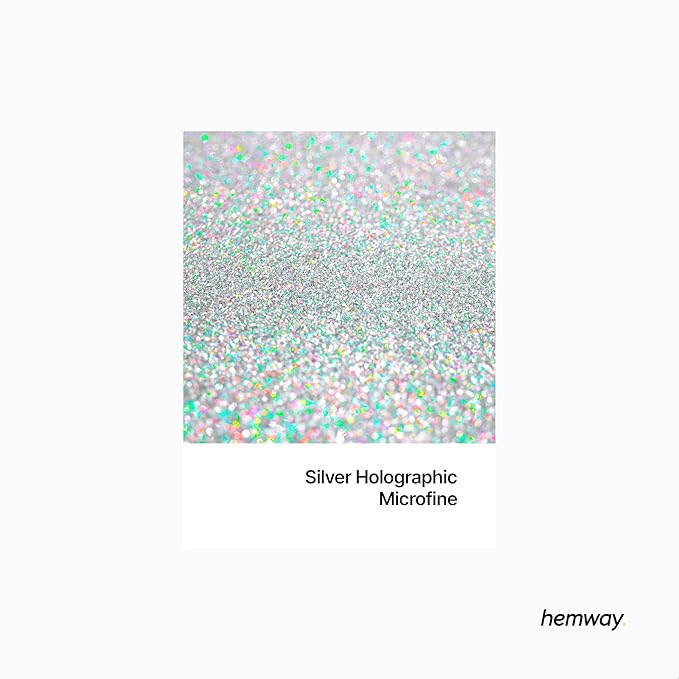 Hemway Polyurethane & Epoxy Resin Glitter 100g / 3.5oz Metallic Crystal Flake Additive for Flooring Jewelry Tumblers Glass Pigment - Microfine (1/256" 0.004" 0.1mm) - Silver Holographic