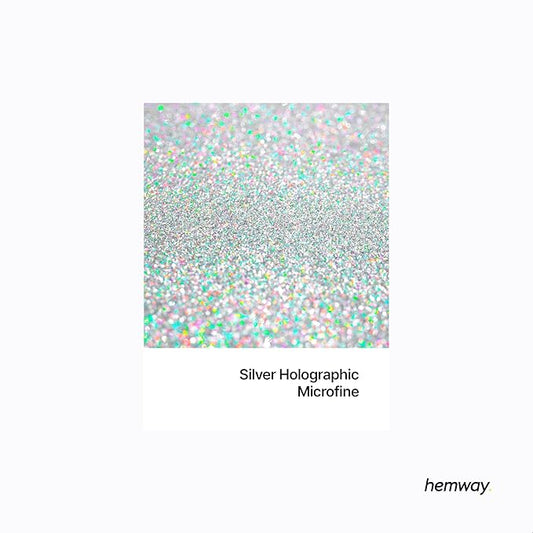 Hemway Polyurethane & Epoxy Resin Glitter 100g / 3.5oz Metallic Crystal Flake Additive for Flooring Jewelry Tumblers Glass Pigment - Microfine (1/256" 0.004" 0.1mm) - Silver Holographic