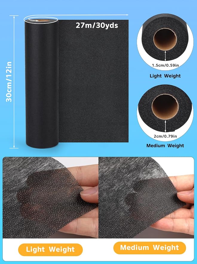 Black Lightweight Fusible Interfacing - Image 2