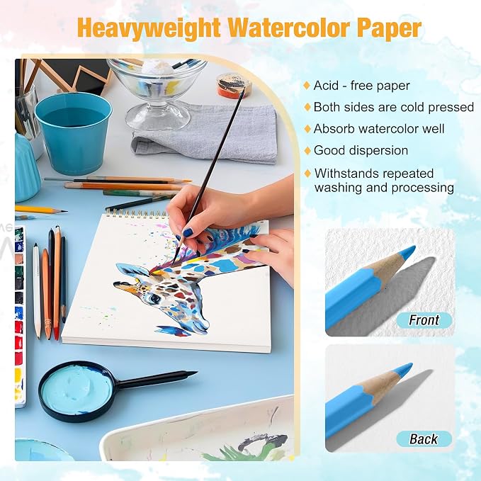 3-Pack Small Watercolor Sketchbook, 3.5" x5.5”, Spiral Bound - Image 4