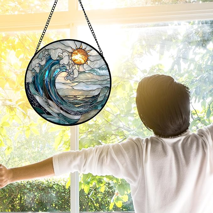 DASTOLL Stained Glass Window Hanging, and Mom 7.8 in - Image 2