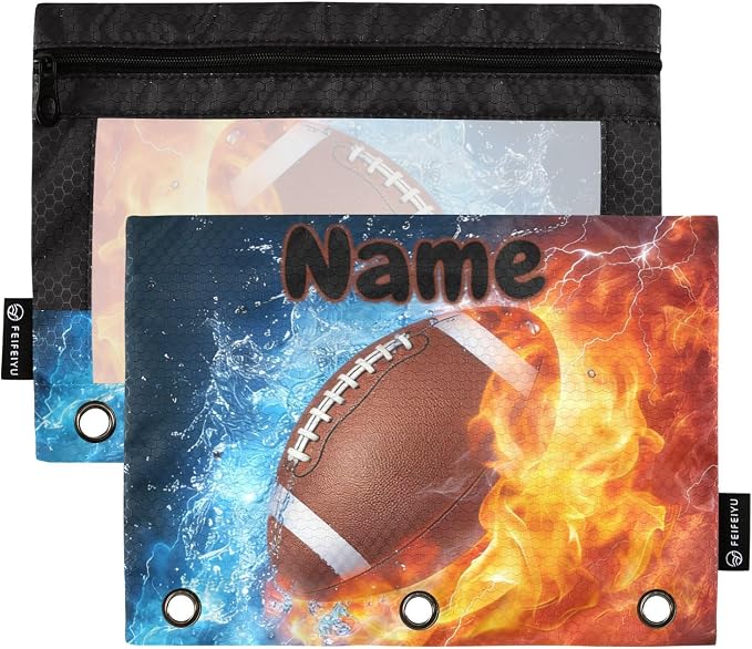 Custom American Football Fire Water Pencil Pouch by BOENLE-WELCOMEYOURCOMING