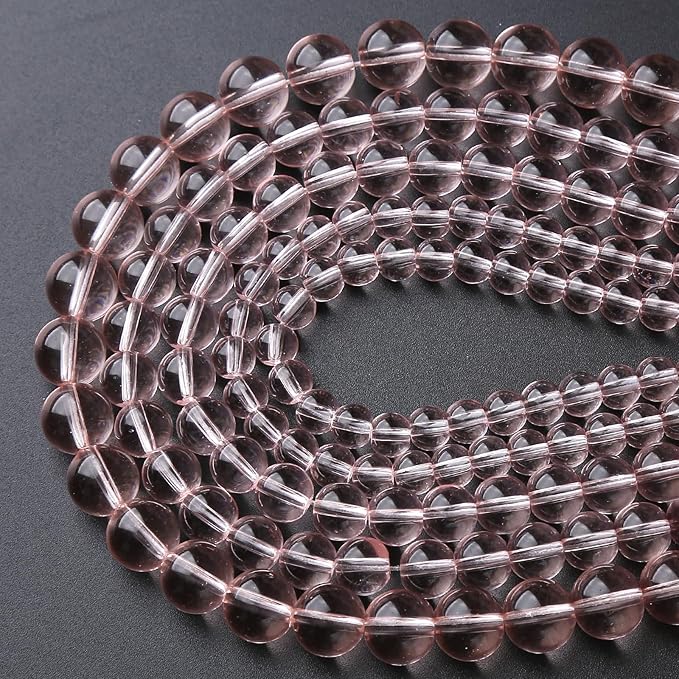 45pcs 8mm Pink Crystal Glass Beads Round Loose Spacer Beads for Jewelry Making DIY Bracelet Necklace Healing Power Stone Beads (Pink Crystal Glass, 8mm)