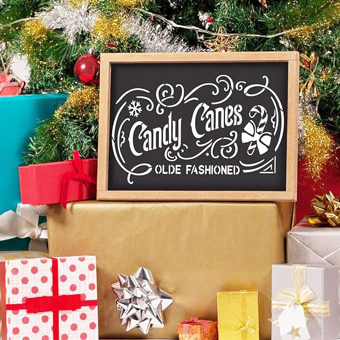 10 Pieces Christmas Stencils Reusable, 8 X 11 Inch Holiday Farm Fresh Christmas Tree Stencils for Painting on Wood Sign Windown DIY Crafts Fabric Canvas Winter Decor (10pcs A4 chrismtas-Old)