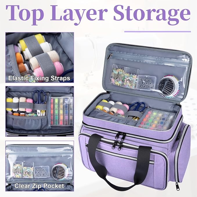 Anitor Large Sewing Supplies Organizer, Double Layer Sewing Storage Organizer - Image 4