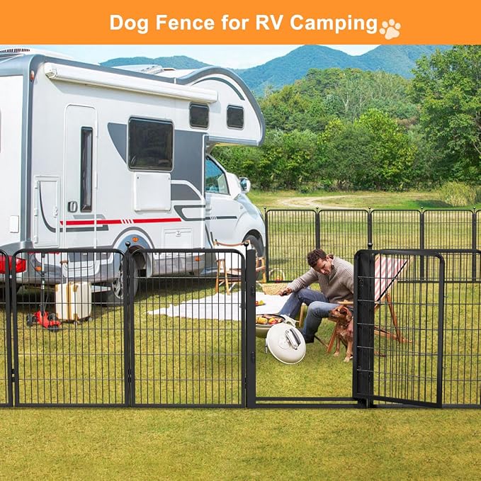 Dog Fence Indoor Pens Outside, Portable Outdoor Dog Playpen 40" H 10 Panels Pet - Image 4