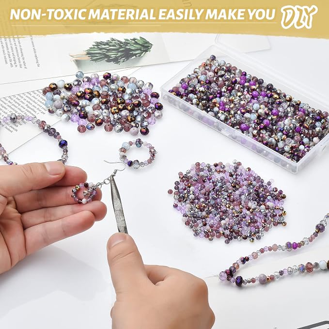 1000pcs 4/6/8mm Purple Color Briolette Crystal Glass Beads - Image 5