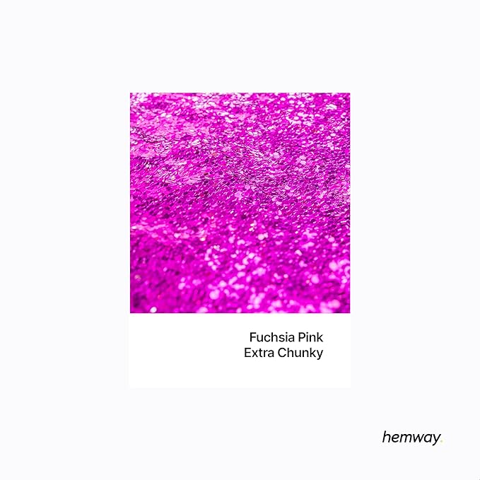 Hemway Polyurethane & Epoxy Resin Glitter 100g / 3.5oz Metallic Crystal Flake Additive for Flooring Jewelry Tumblers Glass Pigment - Extra Chunky (1/24" 0.040" 1mm) - Fuchsia Pink