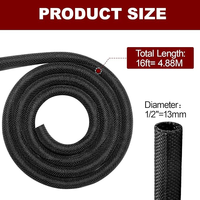 Automotive Wire Loom High Temperature Braided Wraps, Split-Sleeve Heat - Image 4