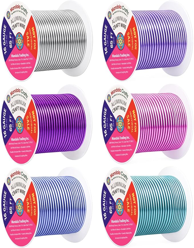Mandala Crafts 16 GA Turquoise Pink Assorted Anodized Aluminum Craft Wire | 390 by MandalaCrafts