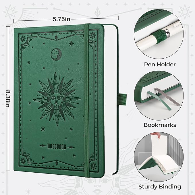 EMSHOI Graph Grid Journal Notebook, 320 Pages, A5 Size | Leather Hardcover - Image 4