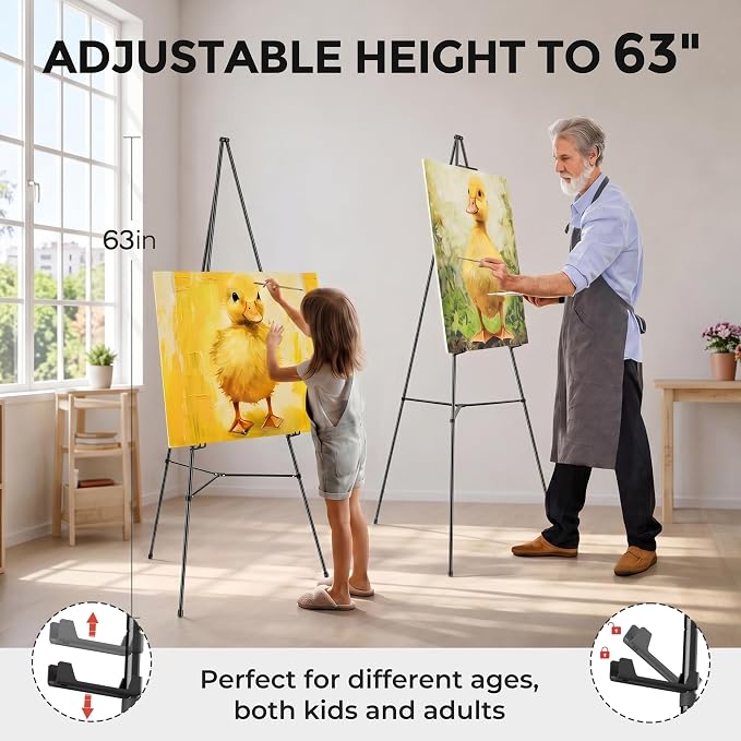Nicpro Folding Easels for Display, 3 Pack 63 Inch Metal Floor Easel Stand - Image 6