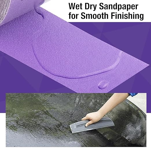 120 Grit PSA Purple Film Ceramic Sandpaper Roll, 2-3/4" Wide Continuous 10 Yard Longboard Sanding Roll Wet Dry Sanding Blocks Self Adhesive Sticky Back Sanding Sheets for Woodworking Automotive