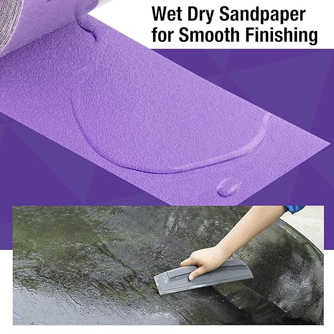 150 Grit PSA Purple Film Ceramic Sandpaper Roll, 2-3/4" Wide Continuous 10 Yard Longboard Sanding Roll Wet Dry Sanding Blocks Self Adhesive Sticky Back Sanding Sheets for Woodworking Automotive