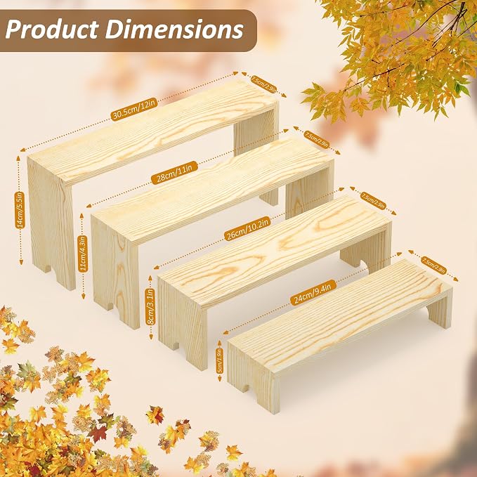 2 Set Wooden Cupcake Stand for Decor, 4 Tiered Stackable Display Risers - Image 5