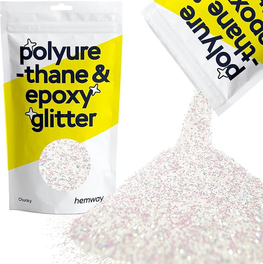 Hemway Polyurethane & Epoxy Resin Glitter 100g / 3.5oz Metallic Crystal Flake Additive for Flooring Jewelry Tumblers Glass Pigment - Chunky (1/40" 0.025" 0.6mm) - Mother of Pearl Iridescent