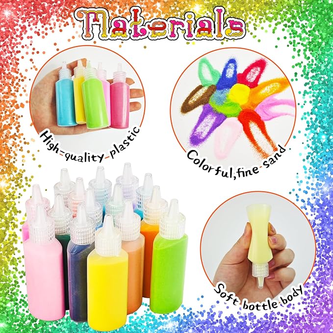 Panxxsen 38PCS Colored Art Sand Kit, 1.25oz Bottles DIY Craft Set - Image 3