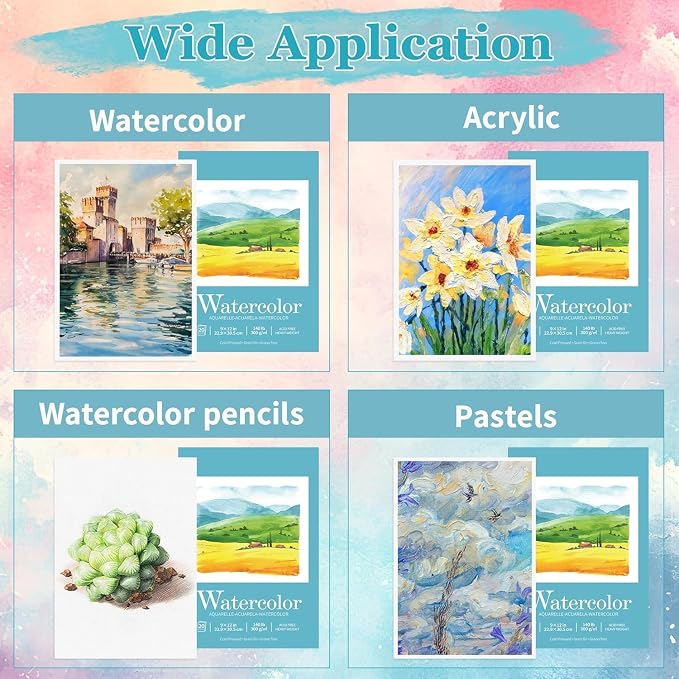 Sadoup 9x12 Watercolor Pad, Quality No-Bleed Art Paper - Image 3