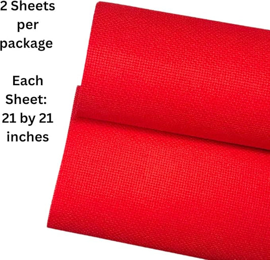 2 Sheets of Red 14 Count Aida Cloth – 21 x 21 Inch Pre-Cut Fabric Squares – Cross Stitch Fabric – 100% Cotton – Ideal for Needlework & Embroidery – The Knotty Unicorn