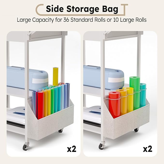  Foldable Heat Press Table—Hold 36 Vinyl Rolls, Movable Heat Press - Image 3