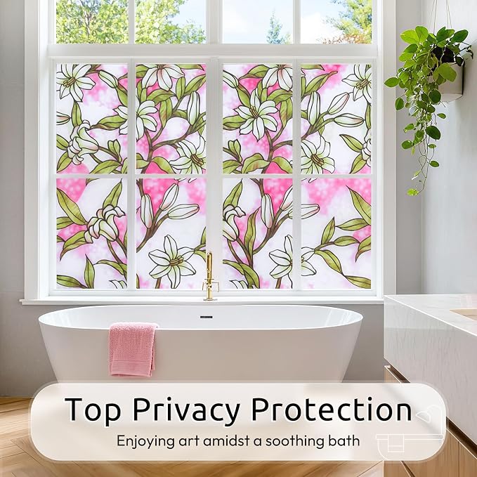 rabbitgoo Stained Glass Window Privacy Film, 35.4" X 78.7" | Anti UV Heat - Image 2