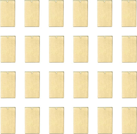 ImpressArt - Premium Metal Stamping Rectangle Blanks for Metal Stamping and Jewelry Making (24 Pack) (11/16" x 1 1/4" Rectangle w/Hole, Brass)