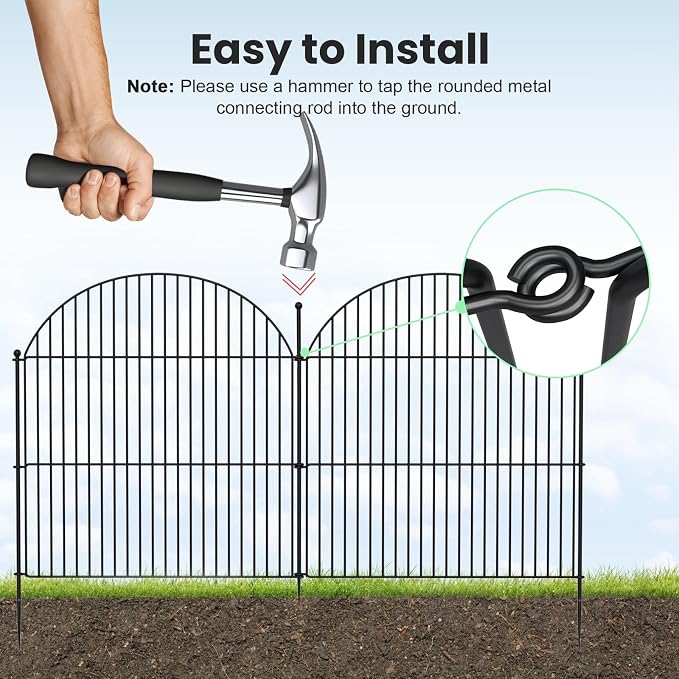 10Pcs No Dig Garden Fence, 40in/24ft Rustproof Metal Dog Fence Outdoor - Image 5
