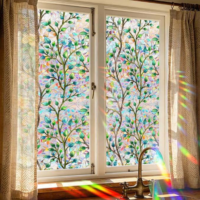 Foliage Pattern Decorative Window Film Privacy, Faux Stained Glass Window Cling by Unknown