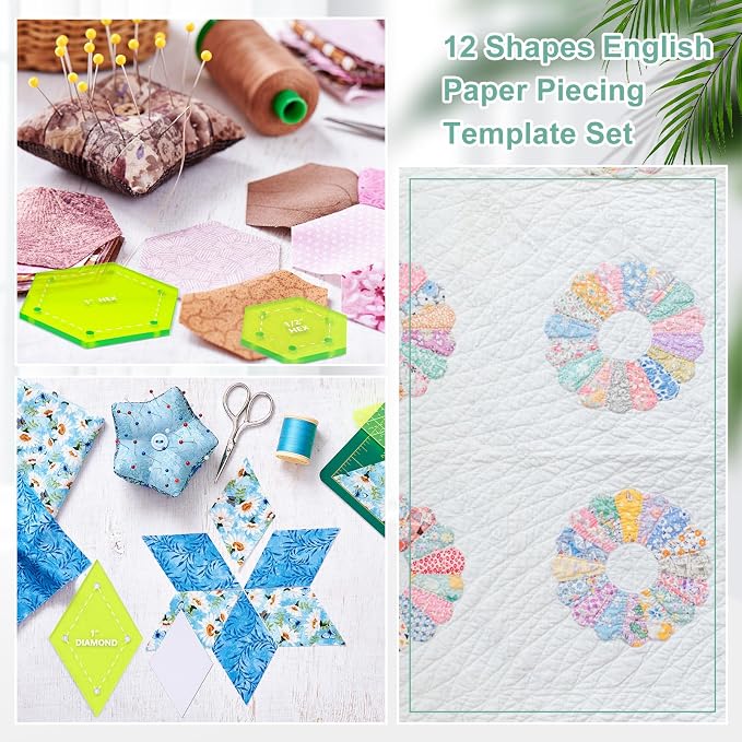 Cinnvoice 612 Pcs Patchwork Paper EPP English Piecing Supplies 12 Shapes - Image 5
