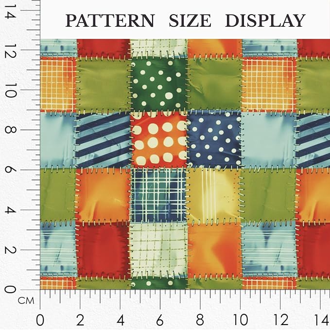 Patchwork Cotton Fabric Panel 61 x 36.6 Inches, Colorful Geometric Squares - Image 3