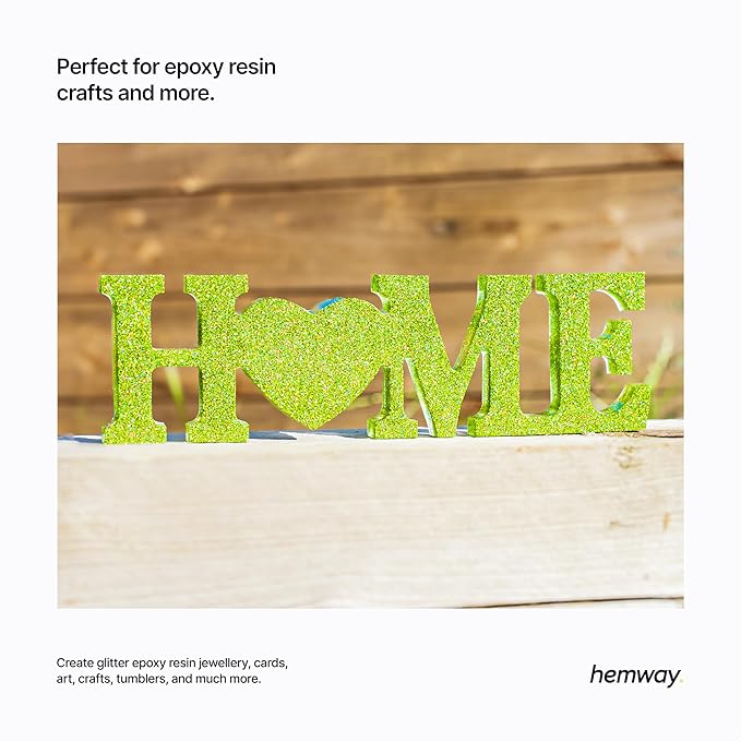 Hemway Polyurethane & Epoxy Resin Glitter for Arts, Crafts, Tumblers, Flooring, Woodwork, Decorating and Resin Projects 100g - Lime Green Holographic