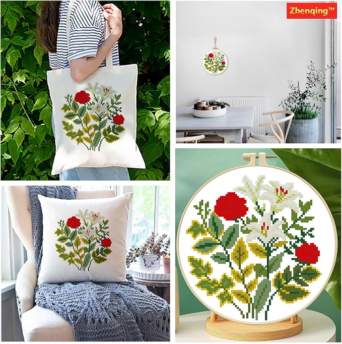 Zhenqing Rose and Lily Cross Stitch Kit - Image 8