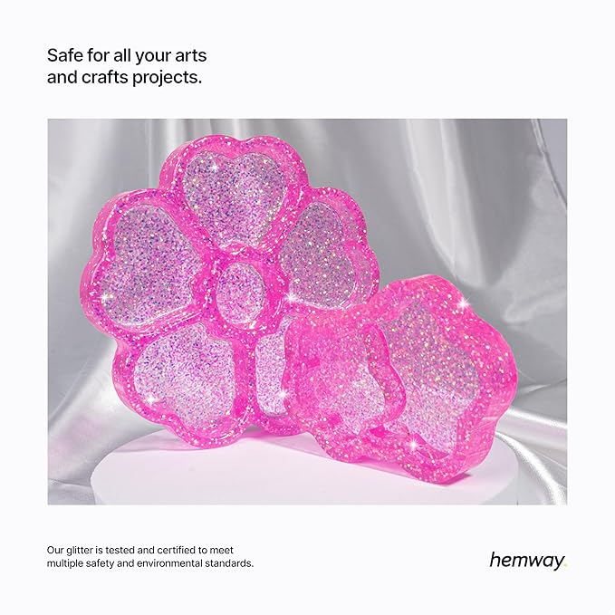 Hemway Polyurethane & Epoxy Resin Glitter 100g / 3.5oz Metallic Crystal Flake Additive for Flooring Jewelry Tumblers Glass Pigment - Extra Chunky (1/24" 0.040" 1mm) - Baby Pink Iridescent