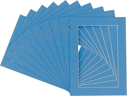 11x14 Mat for 8.5x11 Photo - Precut Bay Blue Picture Matboard for Frames 11 x 14 Inches - Bevel Cut Matte to Display Art 8.5 x 11 Inches - Acid Free Pack of 25 MATS with Backing Boards & Clear Bags