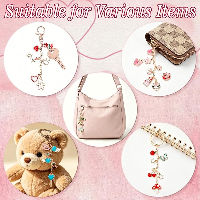 Pjordo 652Pcs Charm Lip Gloss Keychain Making Kit, DIY Keychain Kit Includes - Image 3