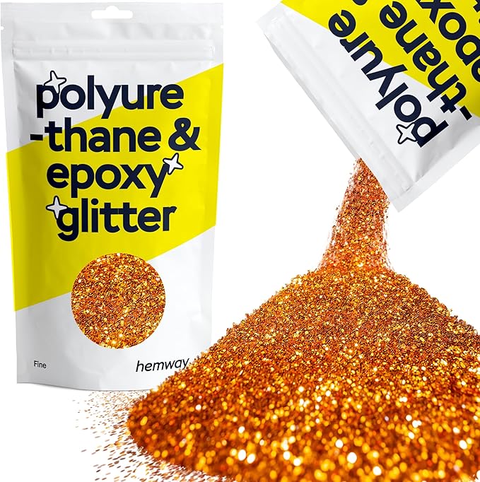 Hemway Polyurethane & Epoxy Resin Glitter 100g / 3.5oz Metallic Crystal Flake Additive for Flooring Jewelry Tumblers Glass Pigment - Fine (1/64" 0.015" 0.4mm) - Copper