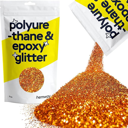 Hemway Polyurethane & Epoxy Resin Glitter 100g / 3.5oz Metallic Crystal Flake Additive for Flooring Jewelry Tumblers Glass Pigment - Fine (1/64" 0.015" 0.4mm) - Copper