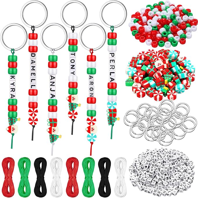 Landical 564 Pcs Christmas Bead Keychain Making Kit DIY Name Bead Key Chain by Landical
