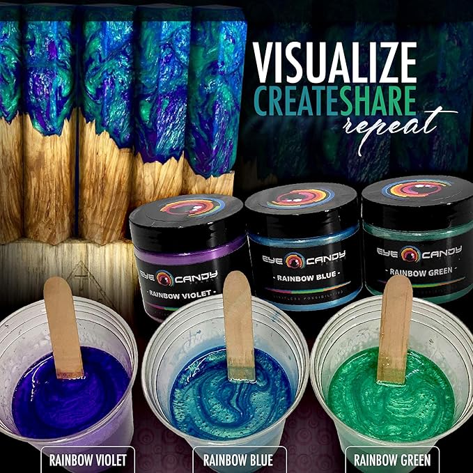 Eye Candy Pigments Premium Purple Mica Powder - Rainbow Violet (50gr) - for Epoxy, Resin, Soap, Paint, Woodworking, Acrylic Pouring, Bath Bombs, Fishing Lures - DIY Arts and Crafts Additive