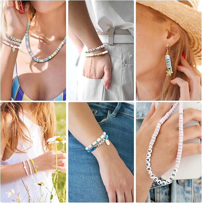 LZOUOWO 5300 Clay Beads Bracelet Making Aesthetic Kit, Polymer Heishi Preppy - Image 2