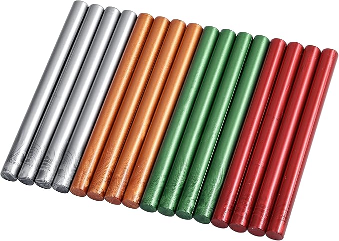 Yoption 16 Pack Christmas Glue Gun Sealing Wax Sticks for Wax Seal Stamp, Great for Wedding Invitations, Cards, Envelopes (Christmas Series Color)